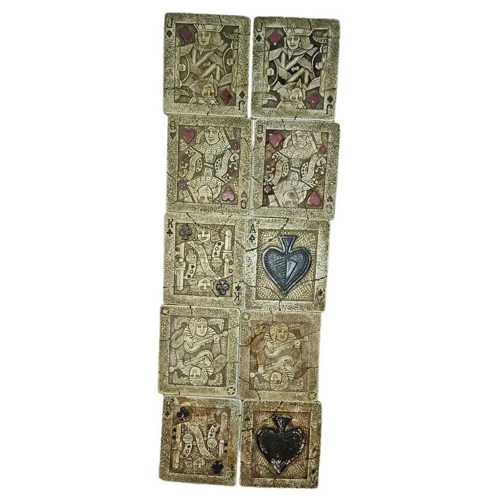 Vintage Set of 10 Tile Playing Card‎ Coasters Poker Game Night Casino Man Cave